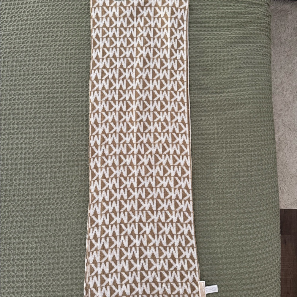 Michael Kors Camel and White Logo Scarf